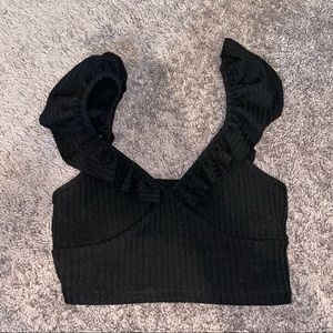 Black urban outfitters ruffle crop top